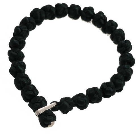 SKB100BKV BLACK KNOT BRACELET W/SILVER PLAIN CLASP