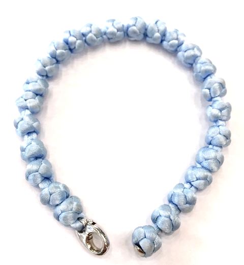 SKB100KBV SKY BLUE KNOT BRACELET W/SILVER PLAIN CLASP