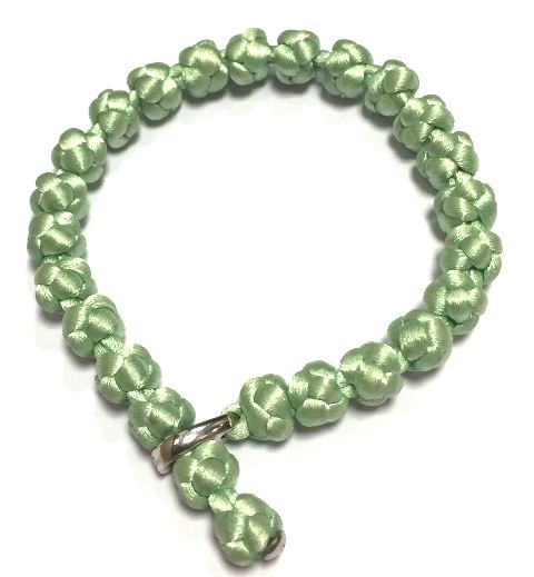 SKB100PIV Pistachio KNOT BRACELET W/SILVER PLAIN CLASP