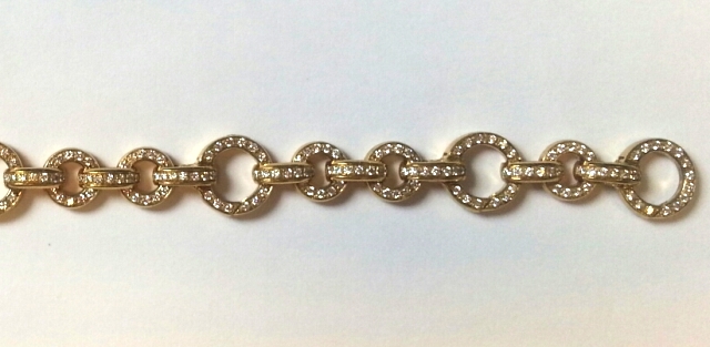 B5305 18K Y/G OPEN ALL PAVE & LOCK DIAMOND BRACELET W/5 ROUND LINKS