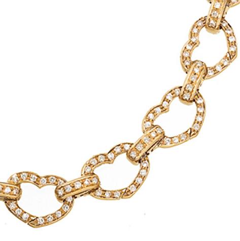 B5400P 18KY/G  ALL PAVE  OPEN HEART DIA BRACELET