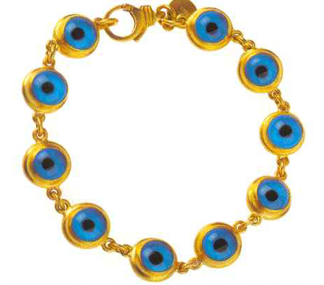 EEB150LA Y/G SATIN EXTRA LARGE EVIL EYE BRACELET ( AR-334301)