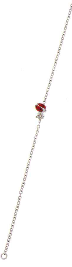 LBB111RA W/G 18K LADYBUG BRACELET SINGLE RED LADYBUG & DIA FLOWER