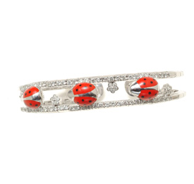 LBB400 WG PAVE CUFF W/3 RED LADYBUG 1.25
