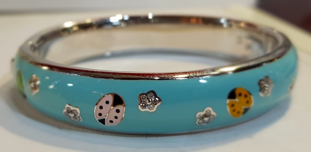 LBB500LBA WG LT BLUE BANOLE WITH MULTI LADYBUGS&DIAM FLOWERS