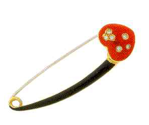 DP102 18K Y/G RED HEART/BLACK PIN 0.05