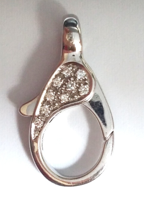 CL100A 18K W/G PAVE LOBSTER CLAPS   BOTH SIDES W/DIAS  .38CT  (INNA D.)