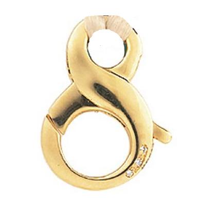 CL221 18K Y/G SHAPED "8"LOBSTER CLAPS W/DIA