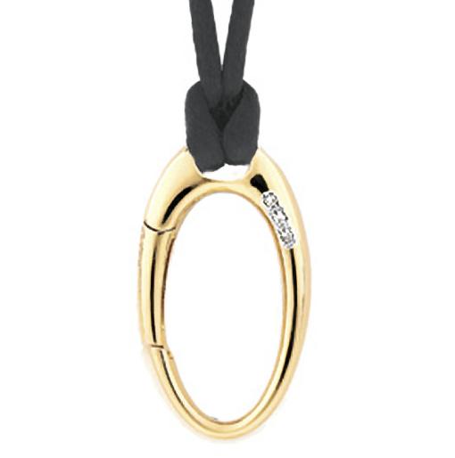 CL222 18K Y/G OVAL LOBSTER CLAPS W/DIAS & SILK CORD   AR-333799