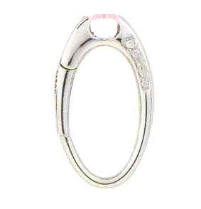 CL224A 18K W/G OVAL LOBSTER CLASP W/5 DIAS ON BOTH SIDES & SILK CORD