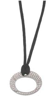 CL227A 18K W/G HORIZONTAL OVAL ALL PAVE ON ONE SIDE