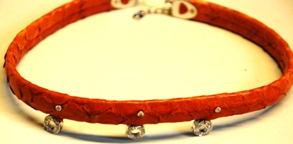 CK100A ORANGE PYTHON CHOKER W/3 DIAMOND LOOPS & WG CLAPS