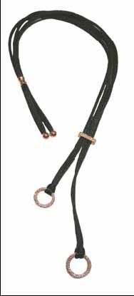 N102R R/G DUAL BLACK SILK NECLACES W/ ADJUSTABLE PAVE CLIP & CIRCLES