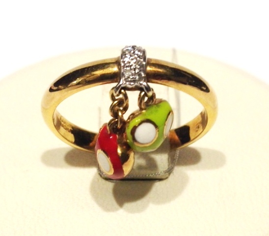 HR2RG Y/G BAND W/HANGING RED LIME GREEN POLKA DOT HEARTS DIA