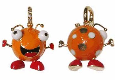 AL101 Y/G ORANGEand W/TWO ROUND ALIEN WITH WHITE POLKA DOTS on the back (7D)  gold 9.94gr