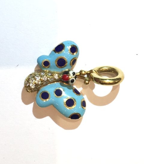 BF1LBN BUTTERFLY LT BLUE NAVY POLCO DOTS