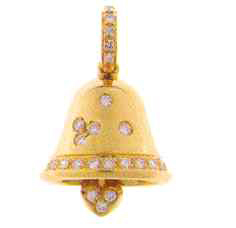 BP101 18K LARGE BELL W/SCATTERED DIA RIM AND DIA BAIL