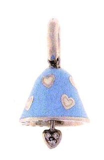 BP110 LBVWA 18K  W/G LARGE BELL BLUE ENAMEL W/WHITE HEARTS