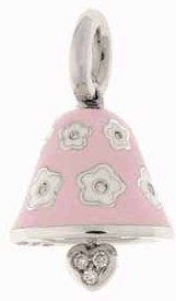 BP150PWA 18K W/G LARGE BELL PINK/WHITE FLOWERS DIA in CENTER OF FLWS