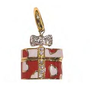 BX200RW Y/G RED&WHITE OVAL GIFT BOX W/HEARTS&DIA BOW