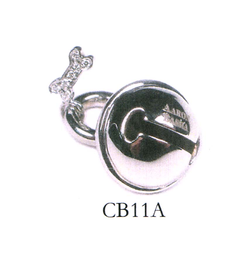 CB11A 18K W/G CAT BALL W/DIAM BONE