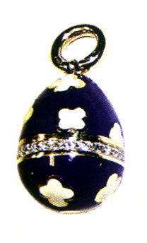 E2007 18K ENAMEL BGG NAVY  WITHWHITE FLOWERS .24