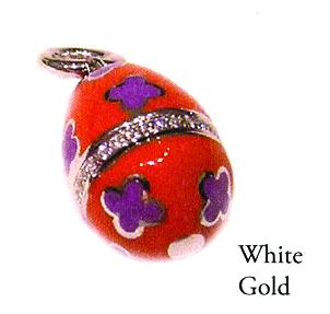 E2100OVA W/G ENAMEL EGG ORANGE W/VIOLET FLOWER DIA RIM