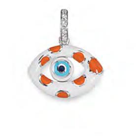 EYE200WOA 18K W/G WHITE & ORANGE EYE CHARM