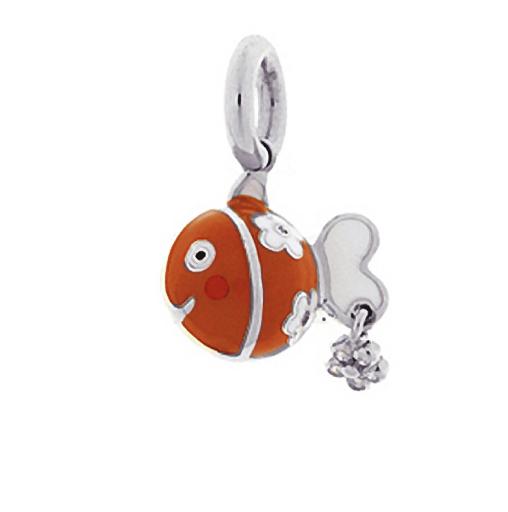 F1OWA 18K W/G BALL FISH ORANGE/WHITE HANGING DIA FLOWERI