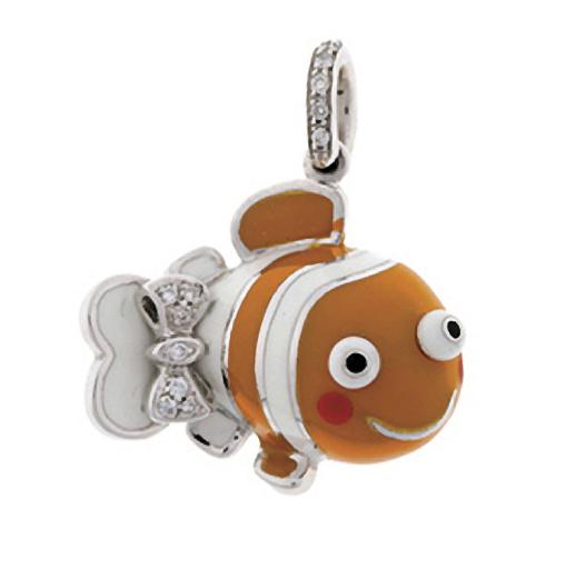 F400OWA 18K W/G ORANGE WHITE STRIPES FISH W/DIA BOW