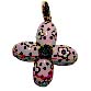 FLCR20PA WG PINK WHITE FLOWER CROSS W/POLKA DOTS CHARM WITH DIAM