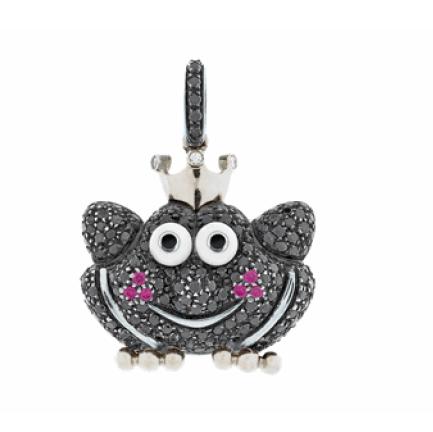 FR302MA W/G MEDIUM BLACK DIA FROG PRINCE WITH RUBY CHEEKS