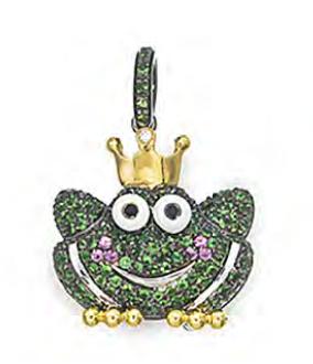 FR303 18K PAVE GREEN PRINCE FROG W/PINK SAPP 20CT TSAVORITE 1.41CT