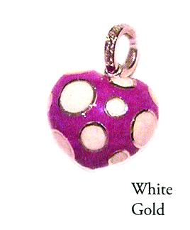 HC201VWA W/G VIOLET HEART CHARM W/WHITE POLKODOTS DIA BALL