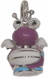 HIP100VWA 18K W/G VIOLET HIPPO W/ WHITE BELLY & DIA ANTENNAE & BAIL 0.06