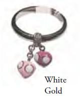 HR2VPA W/G BAND W/HANGING VIOLET PINK POLKA DOT HEARTS DIA