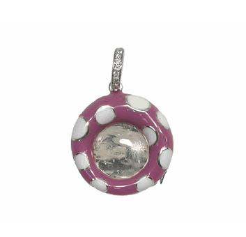 PI200MWA 18K W/G MAUVE/WHITE ROND PICTURE FRAAME CHARM