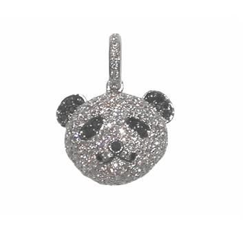 PND600A 18K W/G ALL PAVE W/DIA PANDA FACE W/BLACK DIA EYES & EARS