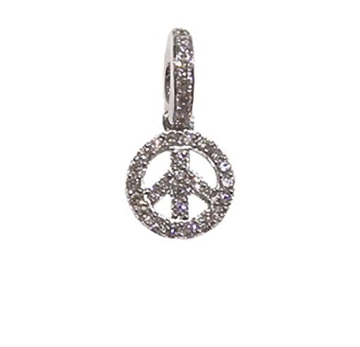 PS100A 18K W/G ALL PAVE PEACE SIGN W/PAVE BAIL