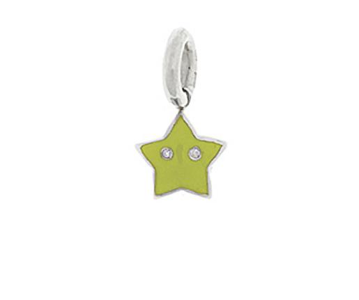 SF150GA 18K  W/G , LIME GREEN ENAMEL MEDIUM STARFISH W/2 DIAM