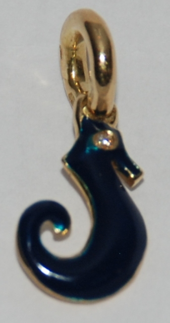 SH100N 18K SMALL.LIME NAVY ENAMEL SEAHORSE