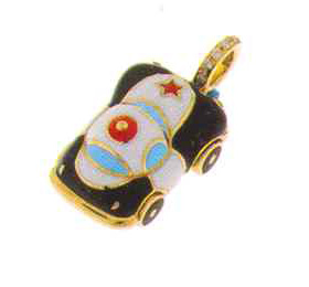 CP1 POLICE Y/G CAR BLACK WHITE W/DIAM BAIL 0.06