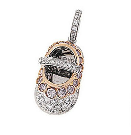 P513 WG PAVE SHOE WITH PINK DIAM LACE & STRAP  PINK & WHITE DIAM 0.96