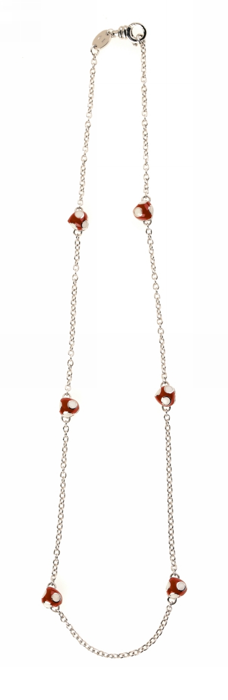 C2RWA 18K W/G HEART CHAIN RED WHITE DOTS 6 STATIONS 17.5     AR334246