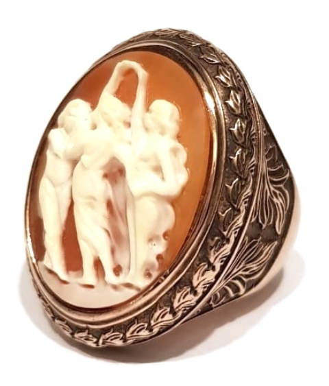 3691 Three ladies ring Silver 925, 9K gold plated