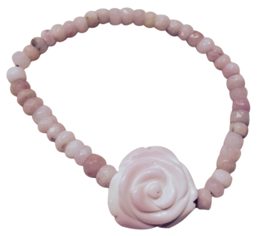 AMBR05 sterling silver beads on elastic stretch bracelet with assorted cameos