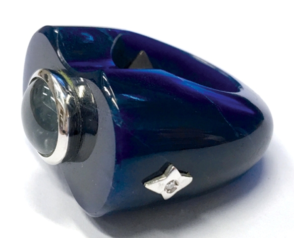 1ANFWG77/1C ANFORA RING 18K WG Sodalite & Aquamarine