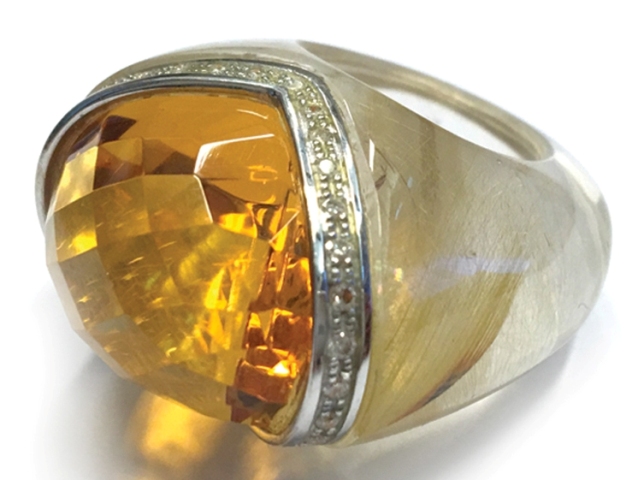 1VITDWG69/23B VITTORIA DIA 0.49ct  RUTILATED QUARTZ 24.8gr  AND CITRIN 47.99gr