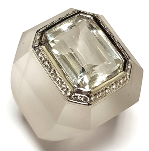 LUСKY 18K Gold  ROCK CRYSTAL 105 CT, Topaz 13CT,  DIAMONDS 0.64CT