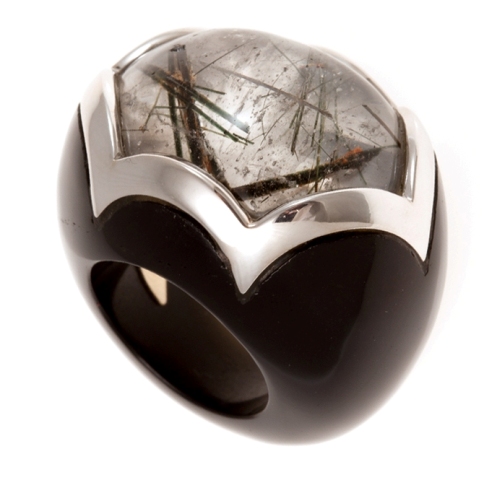 M-TRILLY RING 18K WG Obsidian